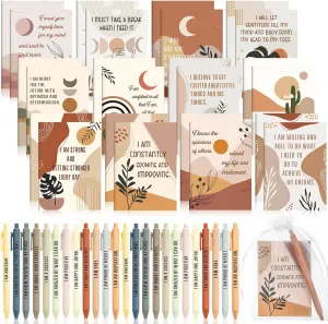 48 Pcs Positive Affirmation Gift Set Gratitude Notebooks with Pens Small Bags Motivational Encouragement Notepads Daily Affirmations Journal for Women Stress Relief Self Care (Rainbow)