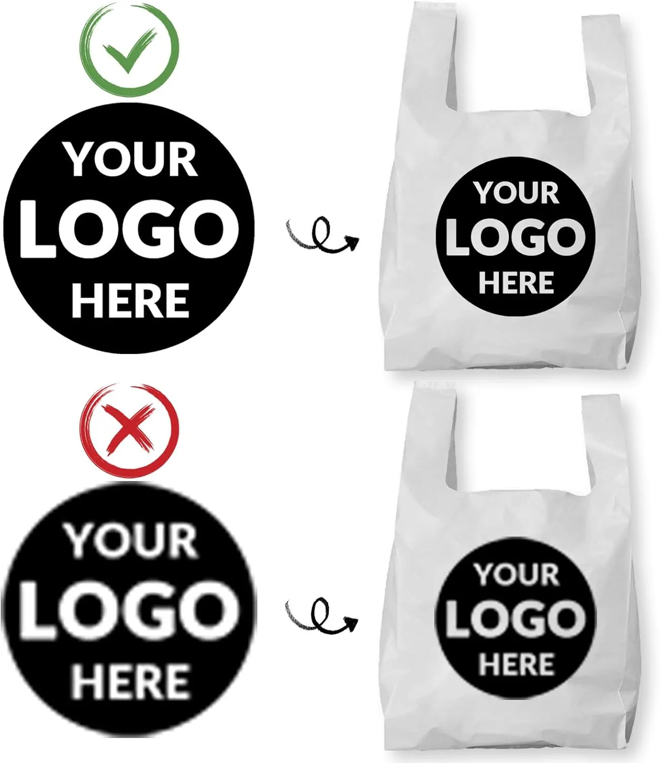 500 Pack Custom Logo Shopping Bags