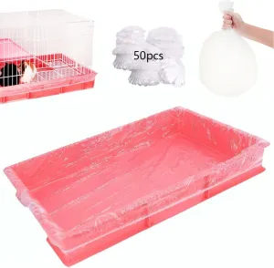 50PCS Disposable Cage Liners,Clear Plastic Rabbit Cage Liner Bag,Suitable for Rabbits, Guinea Pigs, Parrots, Ferrets, Cats, Hamsters, and Chinchillas,Universal Toilet Film for Bunny