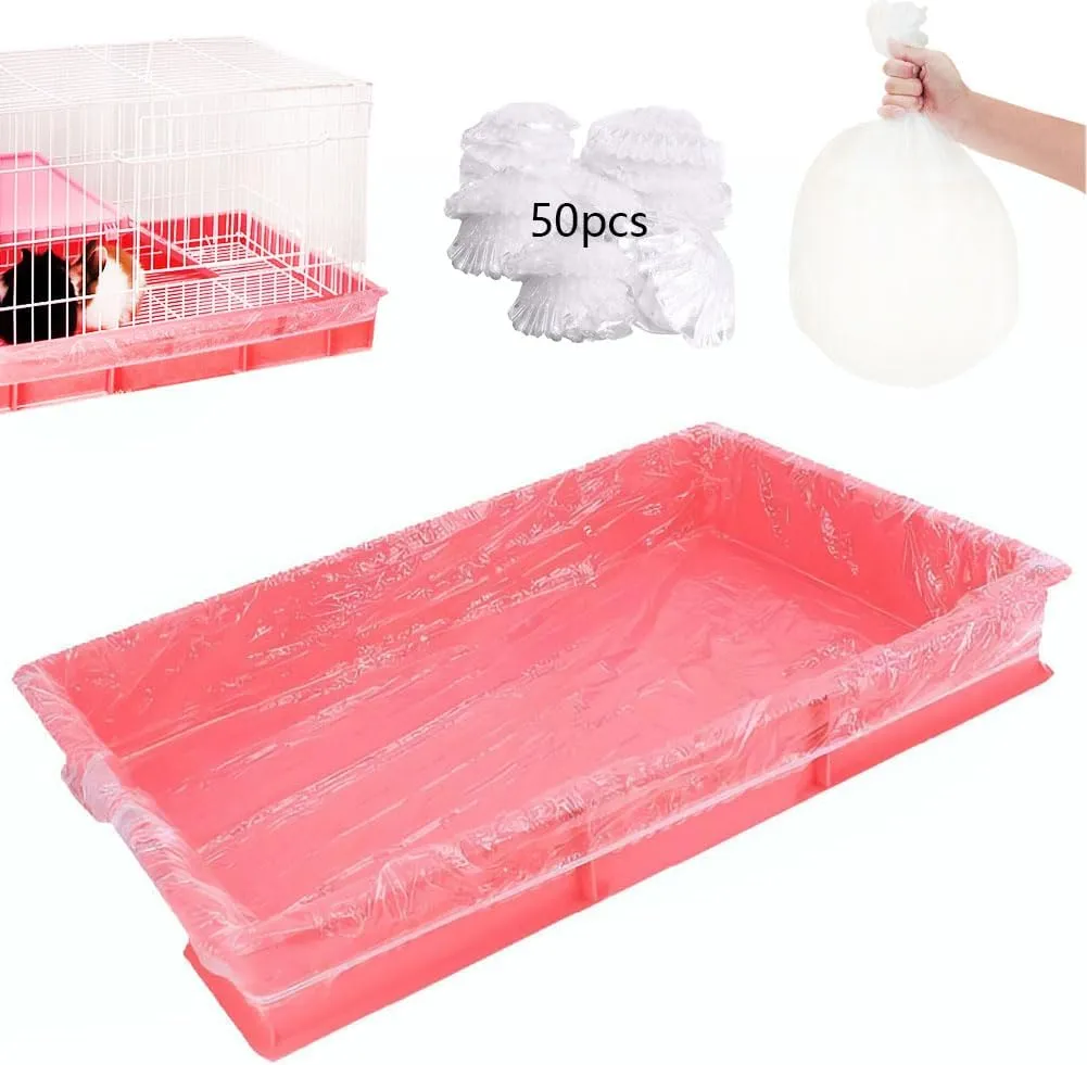 50PCS Disposable Cage Liners,Clear Plastic Rabbit Cage Liner Bag,Suitable for Rabbits, Guinea Pigs, Parrots, Ferrets, Cats, Hamsters, and Chinchillas,Universal Toilet Film for Bunny