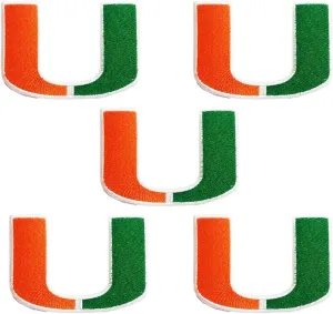 5Pcs Iron On Sew On Patch for Miami Hurricanes Embroidered Decoration Patches for Jeans Jacket Clothing Handbag Shoes Caps (2.4'')