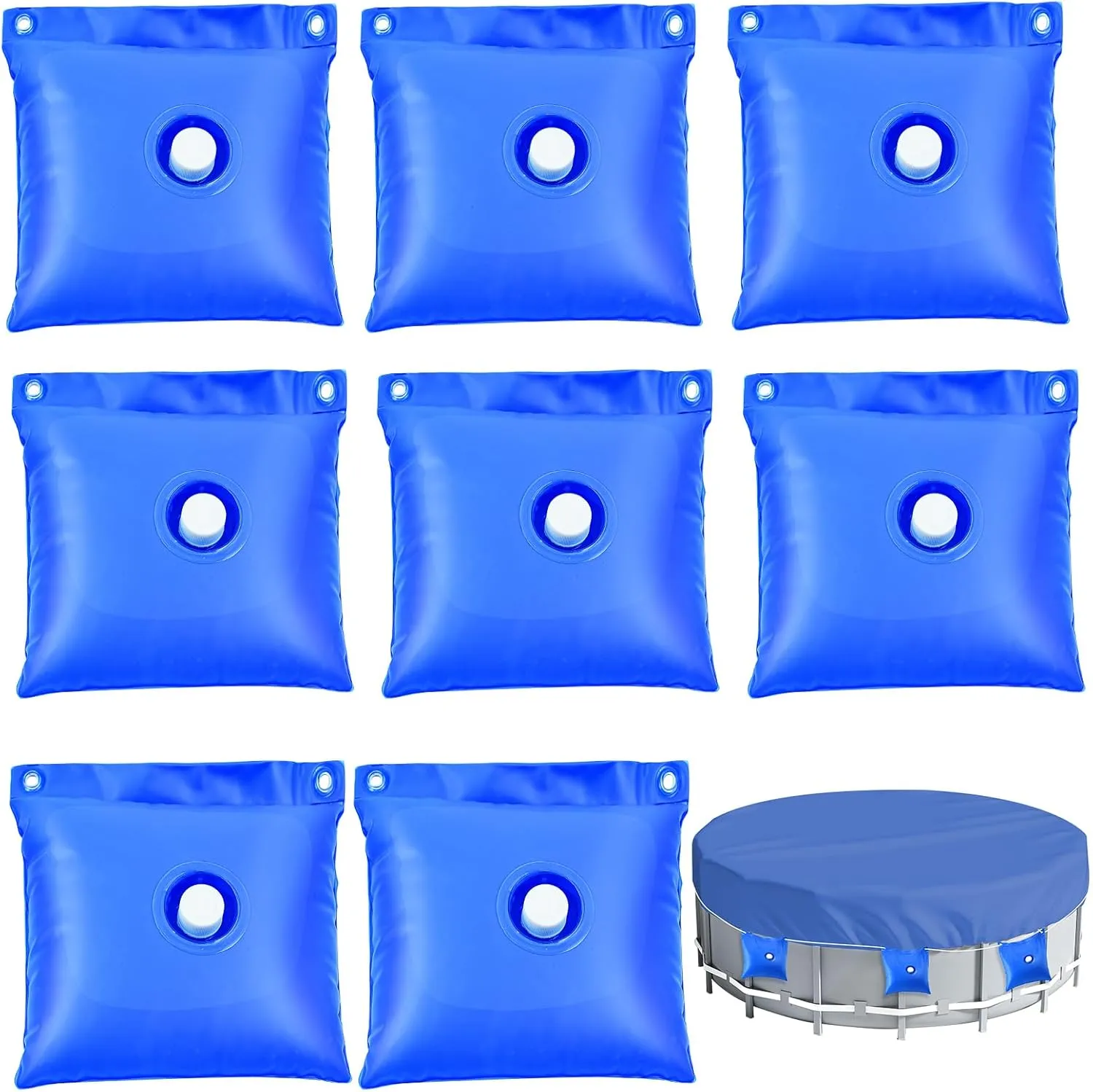8 Pack Wall Bags for for Above Ground Pool, Heavy Duty Pool Water Bags Swimming Pool Cover Hanging Bag Pool Cover Weights Pool Closing Winterizing Kit Water Tubes for Winter Pool Cover,12″L×12″W