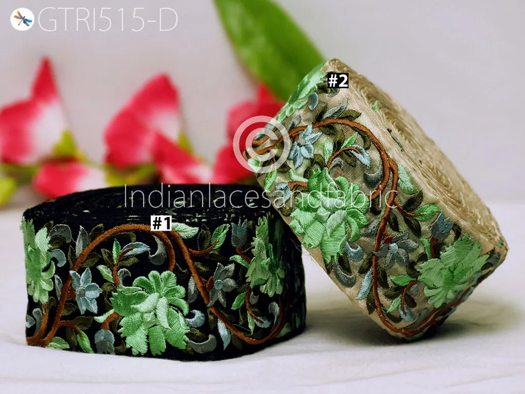9 Yard Apple Green 6cm Indian Decorative Wedding Dress Embellishment Trim Crafting Saree Indian Wedding Sari Border Embroidered Ribbon