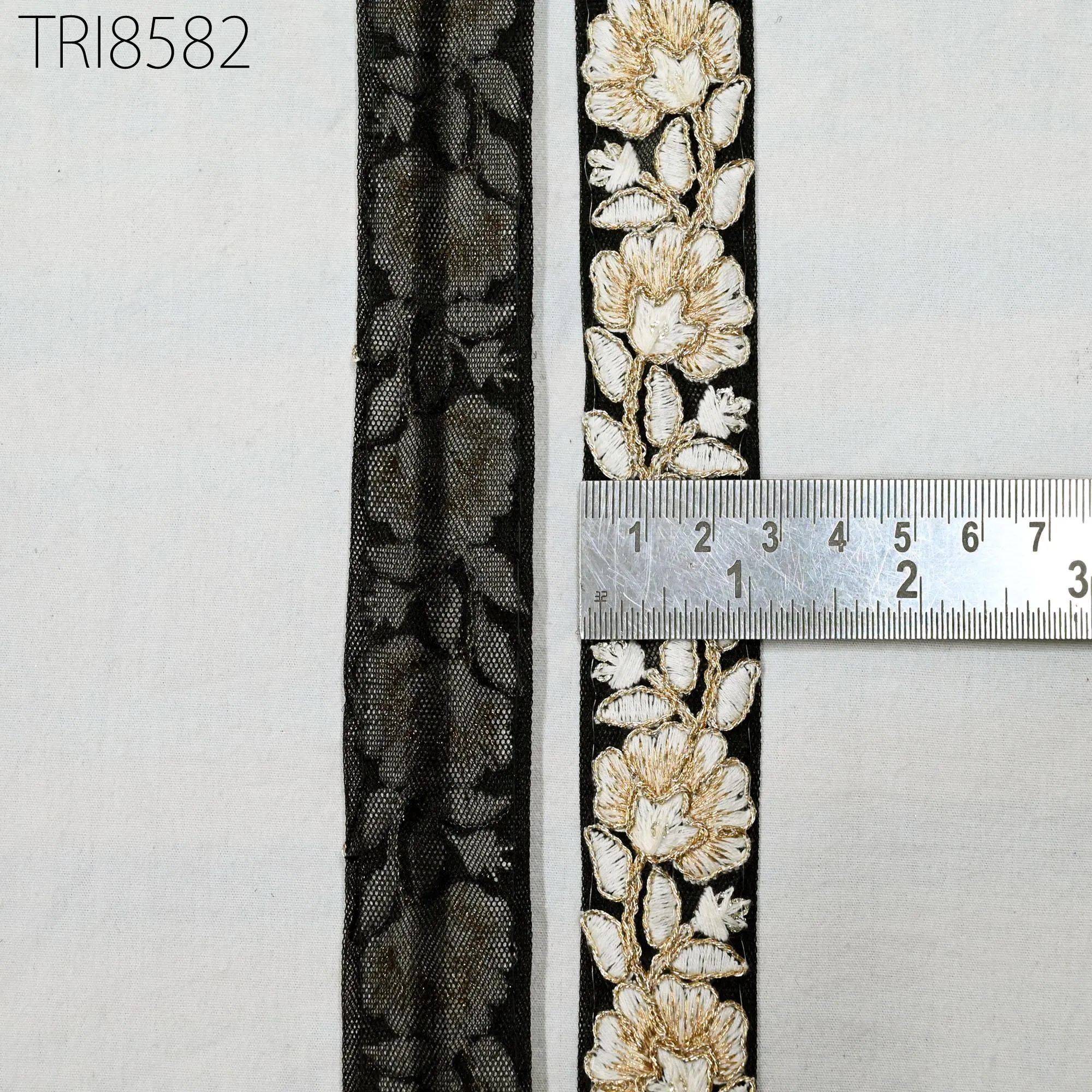 9 Yard Black 27mm Gold Embroidery Ribbons Gift Wrapping Indian Sari Embellish Sewing DIY Crafting Embroidered Tulle Trim Border Home Decor