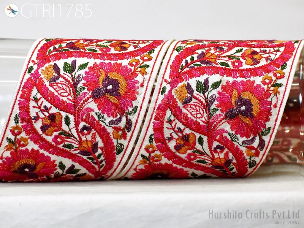 9 Yard Embroidered 85mm Trim Indian Sari Border DIY Crafting Fabric Saree Sewing Decorative Beach Bags Lehenga Trimmings Ribbons Home Decor