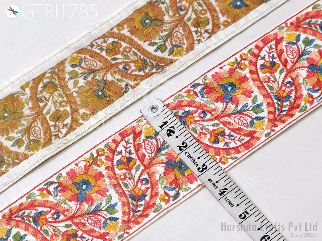 9 Yard Embroidered 85mm Trim Indian Sari Border DIY Crafting Fabric Saree Sewing Decorative Beach Bags Lehenga Trimmings Ribbons Home Decor