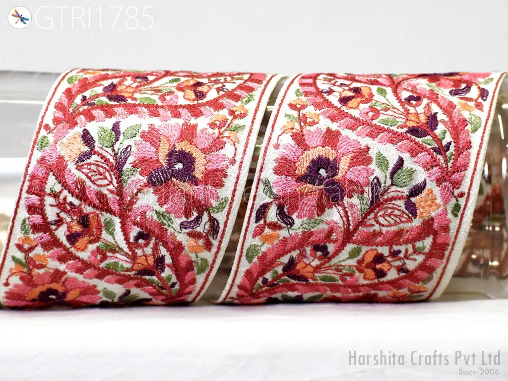 9 Yard Embroidered 85mm Trim Indian Sari Border DIY Crafting Fabric Saree Sewing Decorative Beach Bags Lehenga Trimmings Ribbons Home Decor