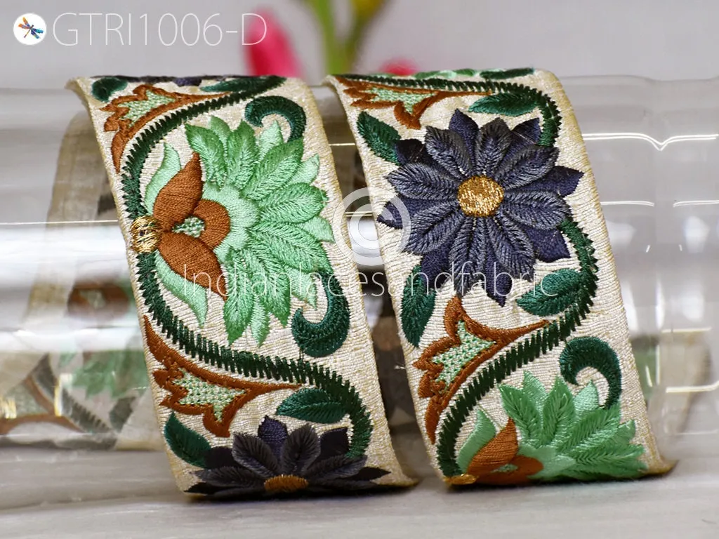 9 Yard Embroidered Fabric Trim Embroidery Embellishment Sewing Costumes Cushion DIY Crafting Ribbon Sewing Border Indian Wedding Dress Lace