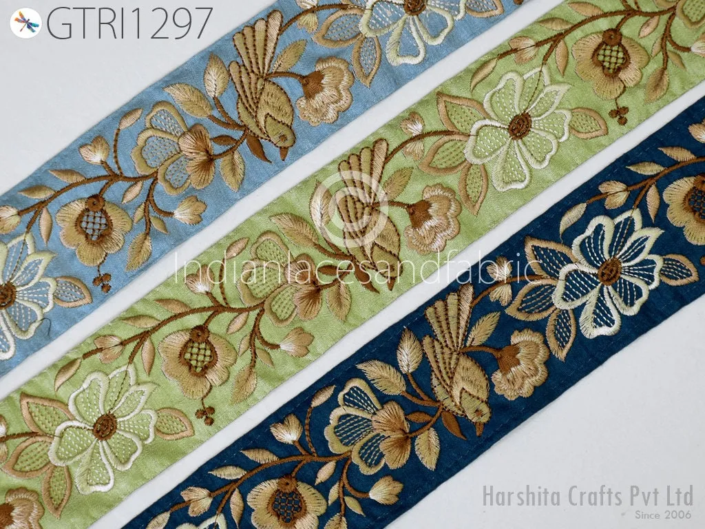 9 Yard Embroidered Ribbon Fabric 5 CM Trim Decorative Embroidery Embellishments DIY Crafting Sewing Saree Indian Sari Border Home Decor Tape