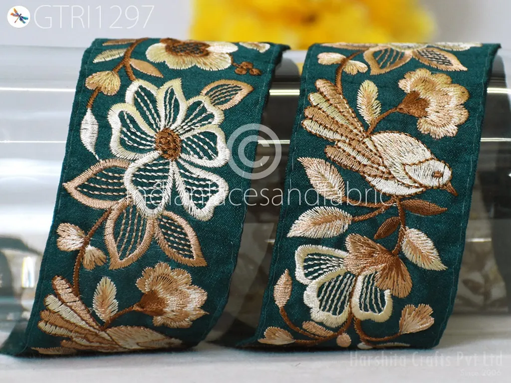 9 Yard Embroidered Ribbon Fabric 5 CM Trim Decorative Embroidery Embellishments DIY Crafting Sewing Saree Indian Sari Border Home Decor Tape