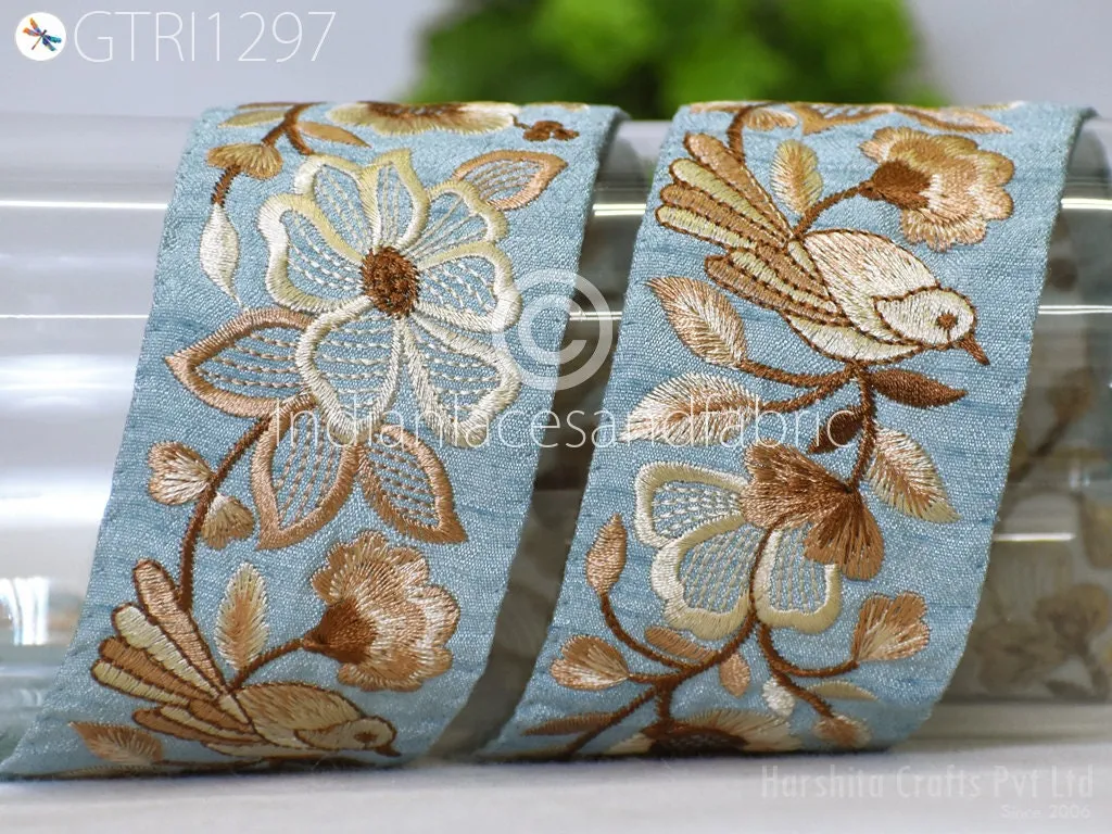 9 Yard Embroidered Ribbon Fabric 5 CM Trim Decorative Embroidery Embellishments DIY Crafting Sewing Saree Indian Sari Border Home Decor Tape