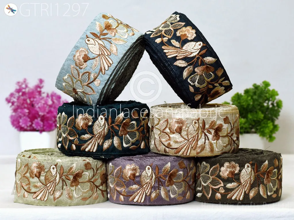 9 Yard Embroidered Ribbon Fabric 5 CM Trim Decorative Embroidery Embellishments DIY Crafting Sewing Saree Indian Sari Border Home Decor Tape