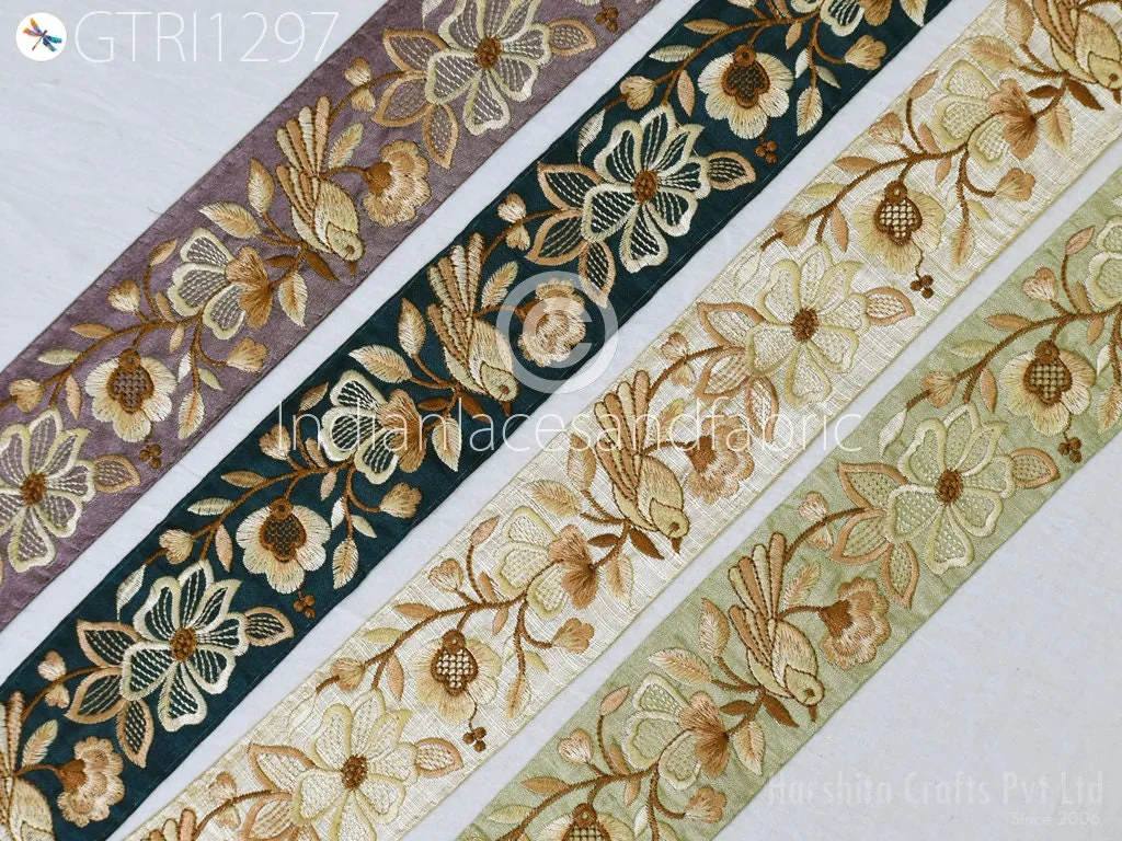 9 Yard Embroidered Ribbon Fabric 5 CM Trim Decorative Embroidery Embellishments DIY Crafting Sewing Saree Indian Sari Border Home Decor Tape