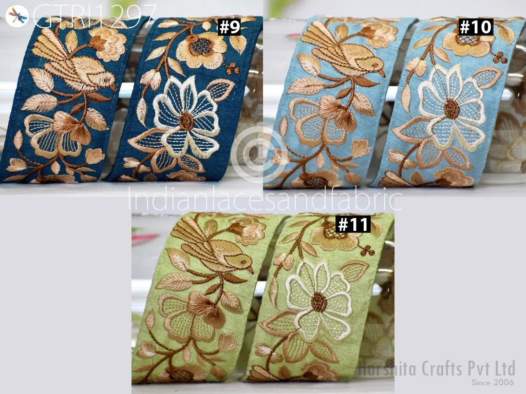 9 Yard Embroidered Ribbon Fabric 5 CM Trim Decorative Embroidery Embellishments DIY Crafting Sewing Saree Indian Sari Border Home Decor Tape