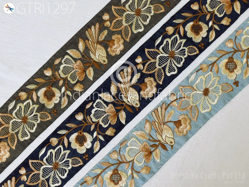 9 Yard Embroidered Ribbon Fabric 5 CM Trim Decorative Embroidery Embellishments DIY Crafting Sewing Saree Indian Sari Border Home Decor Tape