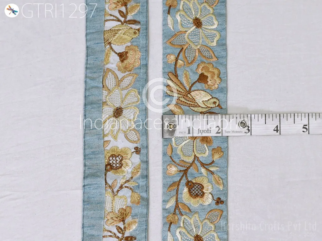 9 Yard Embroidered Ribbon Fabric 5 CM Trim Decorative Embroidery Embellishments DIY Crafting Sewing Saree Indian Sari Border Home Decor Tape