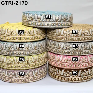 9 Yard Embroidery 3cm Ribbons Fabric Trim 6cm Indian Embroidered DIY Crafting Border Sewing Tote Bag Shoe Making Costumes Holiday Ornaments