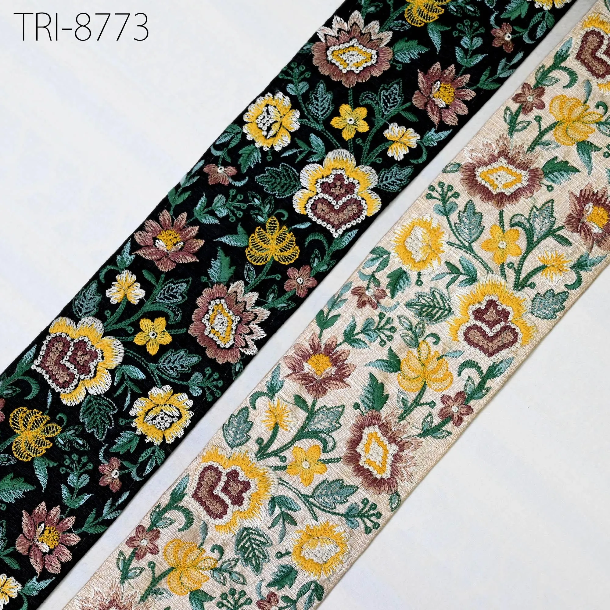 9 Yard Embroidery 9cm Trims Sari Border Laces Ribbon Indian Embroidered Decorative Sewing Crafting Medieval Costumes Dress Trim Home Decor