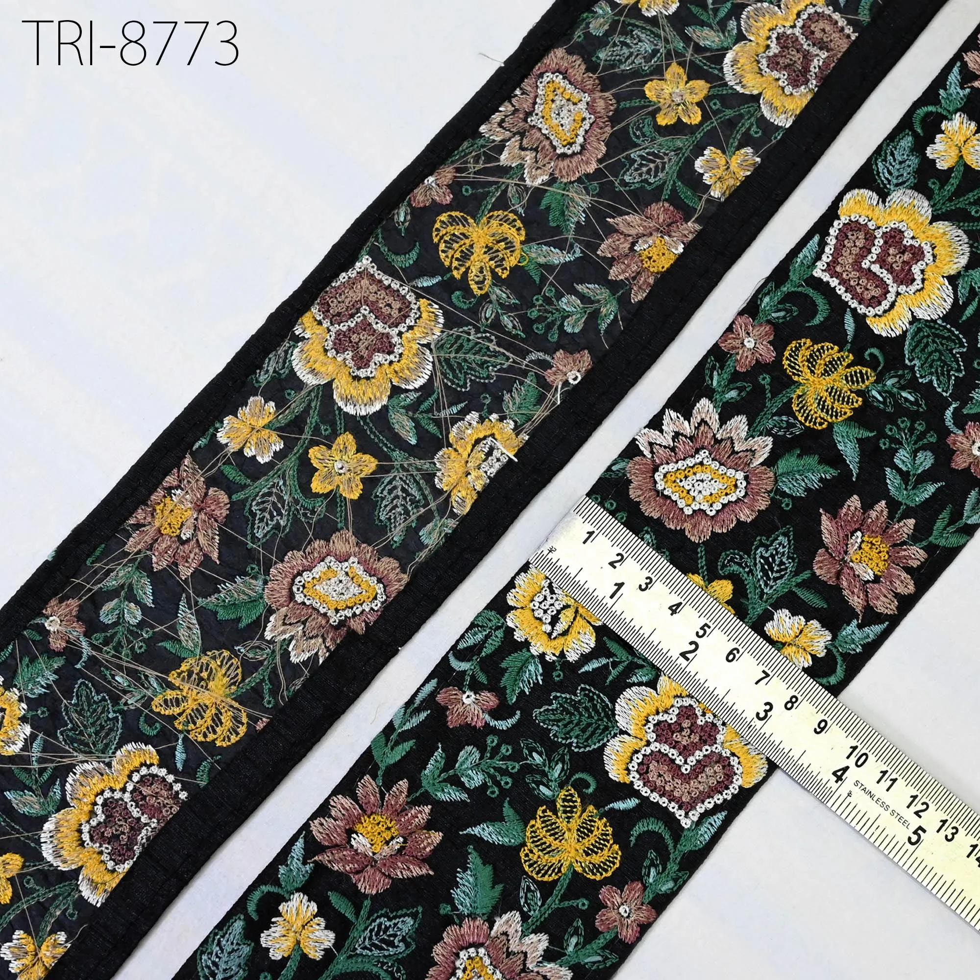 9 Yard Embroidery 9cm Trims Sari Border Laces Ribbon Indian Embroidered Decorative Sewing Crafting Medieval Costumes Dress Trim Home Decor