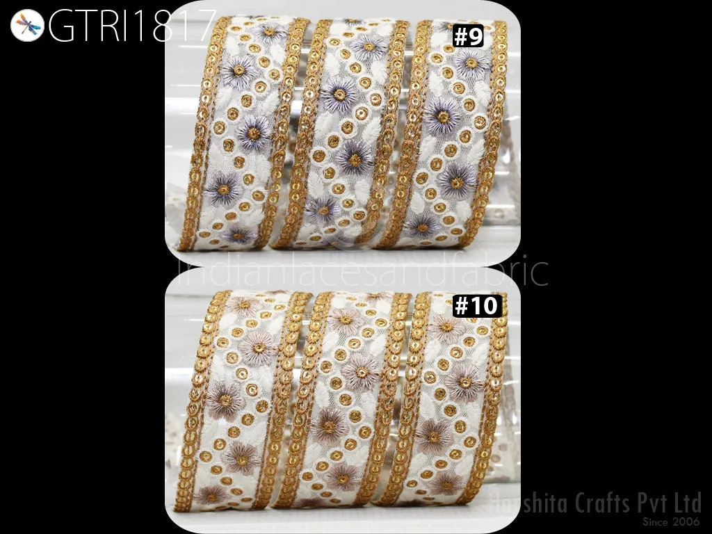 9 Yard Embroidery Fabric 38MM Trim Embellishment Embroidered Sari Ribbons DIY Crafting Border Indian Trimmings Cushions Laces Home Decor
