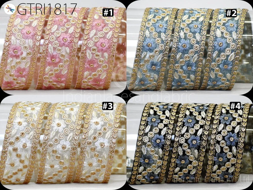 9 Yard Embroidery Fabric 38MM Trim Embellishment Embroidered Sari Ribbons DIY Crafting Border Indian Trimmings Cushions Laces Home Decor