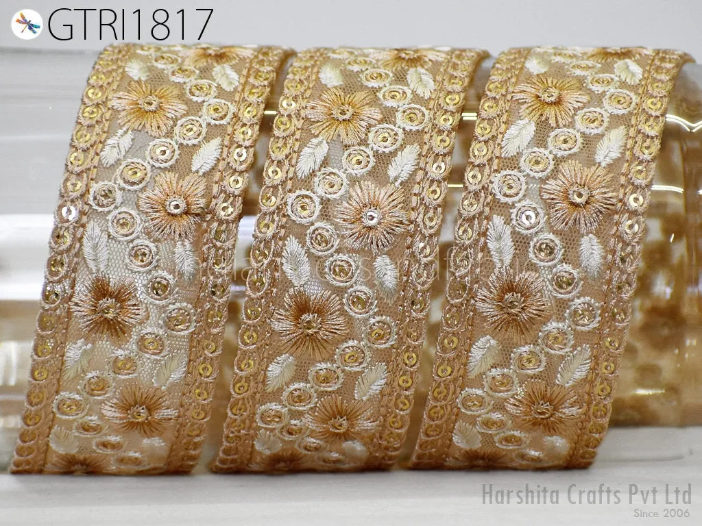 9 Yard Embroidery Fabric 38MM Trim Embellishment Embroidered Sari Ribbons DIY Crafting Border Indian Trimmings Cushions Laces Home Decor