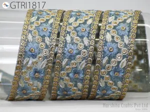 9 Yard Embroidery Fabric 38MM Trim Embellishment Embroidered Sari Ribbons DIY Crafting Border Indian Trimmings Cushions Laces Home Decor