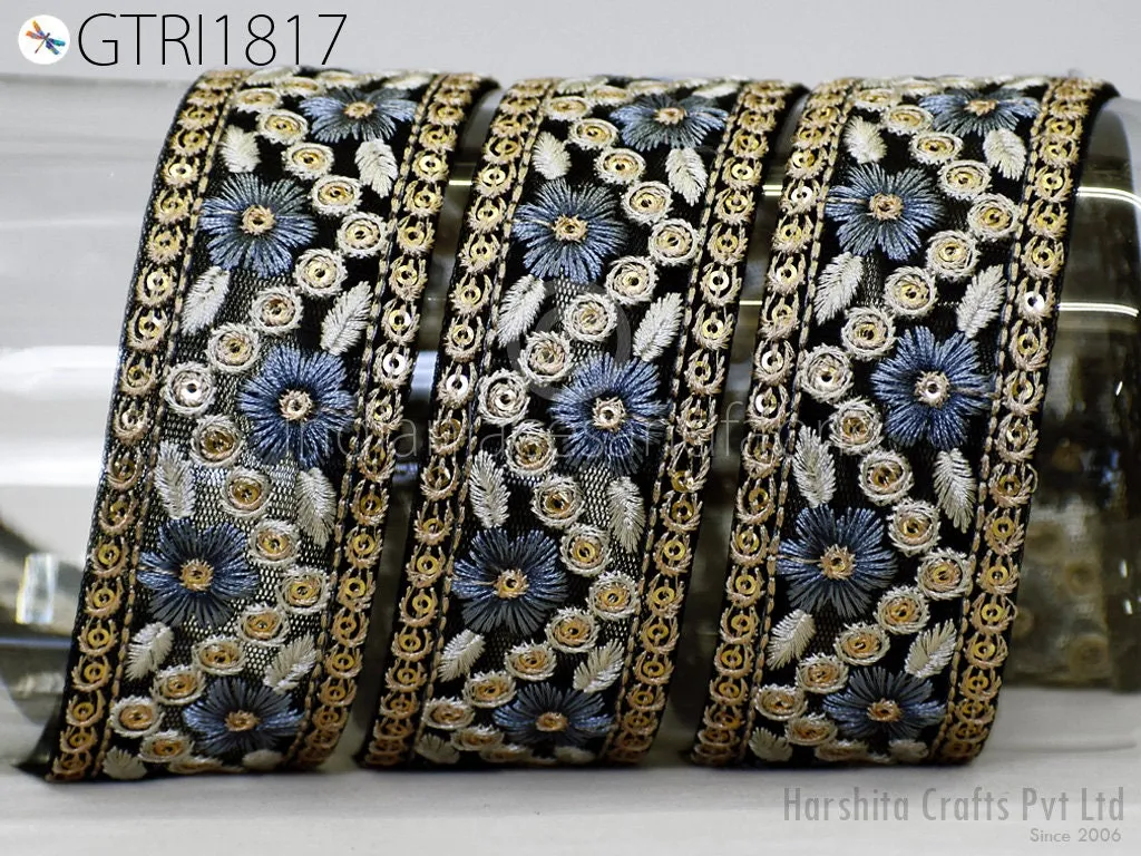 9 Yard Embroidery Fabric 38MM Trim Embellishment Embroidered Sari Ribbons DIY Crafting Border Indian Trimmings Cushions Laces Home Decor