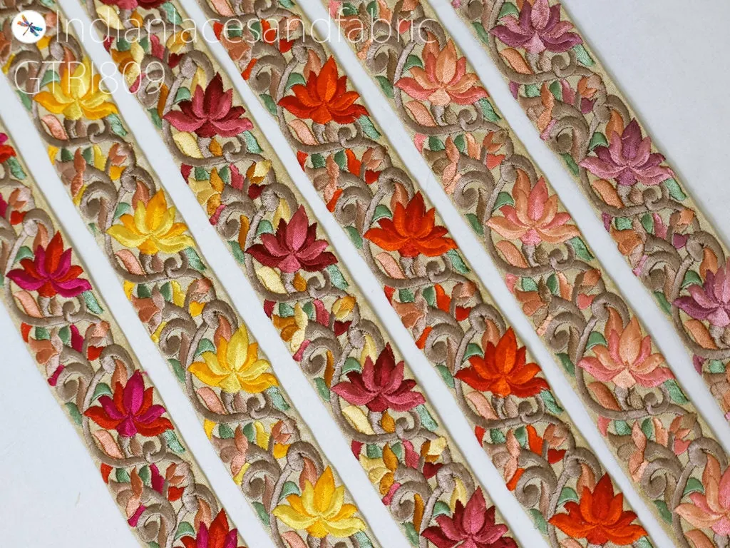 9 Yard Embroidery Fabric 45 MM Trim Embellishment Shoe Making Embroidered Trims Dog Collar Ribbon Sewing Crafting  Indian Wedding Dress Lace