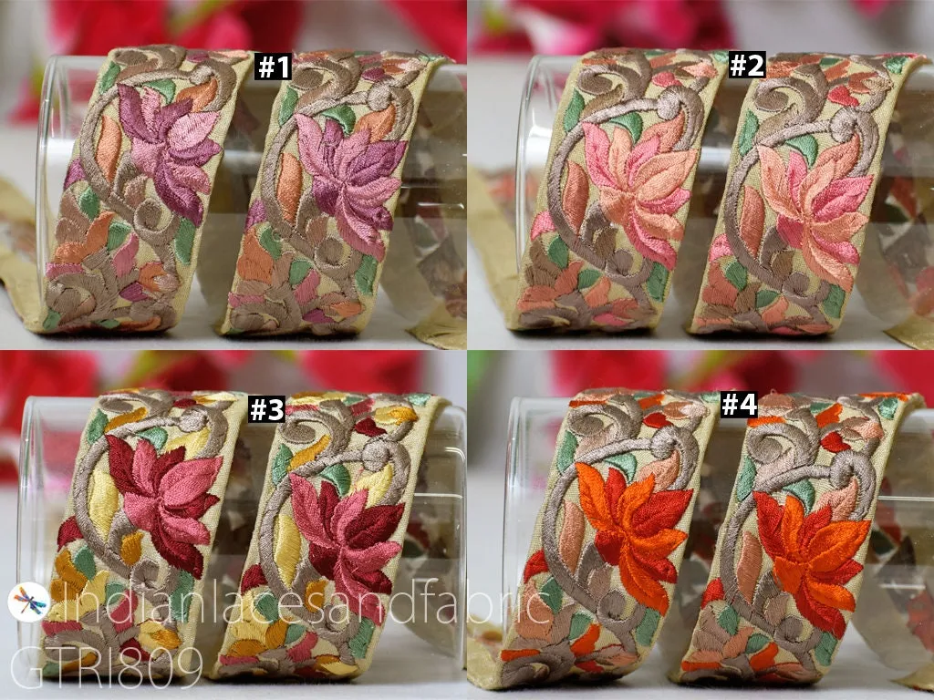 9 Yard Embroidery Fabric 45 MM Trim Embellishment Shoe Making Embroidered Trims Dog Collar Ribbon Sewing Crafting  Indian Wedding Dress Lace