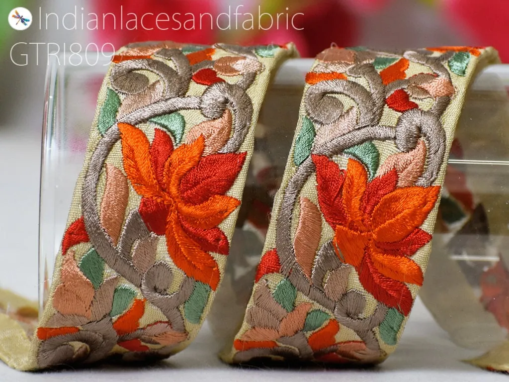 9 Yard Embroidery Fabric 45 MM Trim Embellishment Shoe Making Embroidered Trims Dog Collar Ribbon Sewing Crafting  Indian Wedding Dress Lace