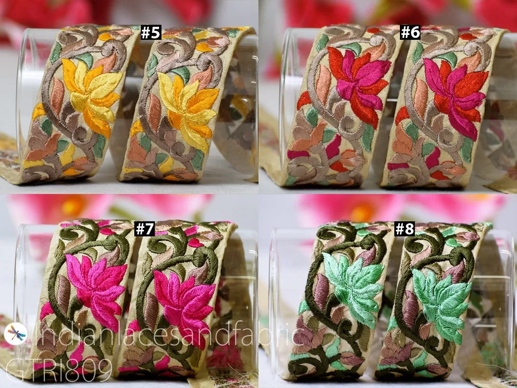 9 Yard Embroidery Fabric 45 MM Trim Embellishment Shoe Making Embroidered Trims Dog Collar Ribbon Sewing Crafting  Indian Wedding Dress Lace