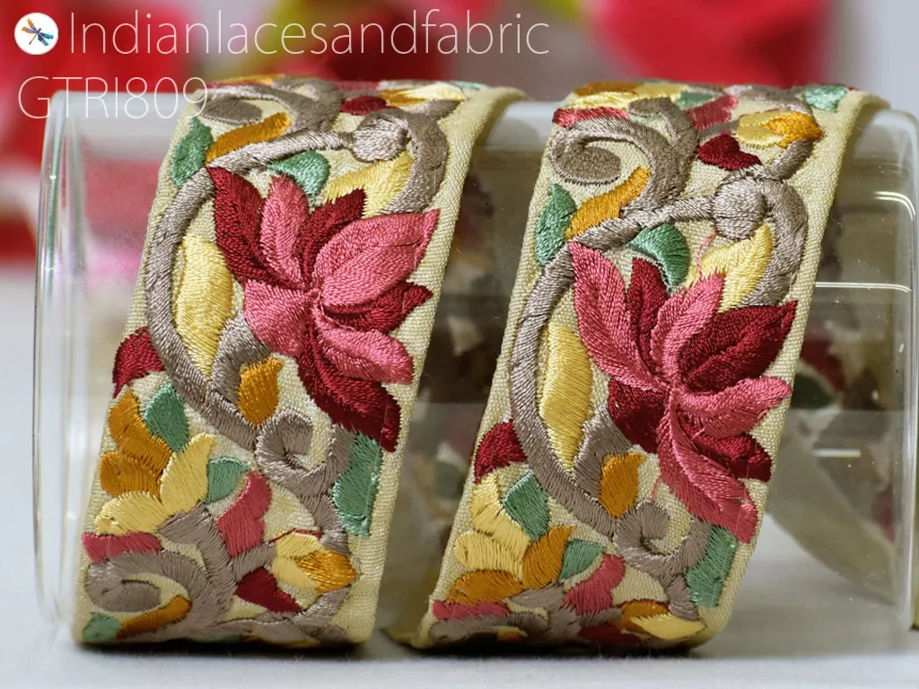 9 Yard Embroidery Fabric 45 MM Trim Embellishment Shoe Making Embroidered Trims Dog Collar Ribbon Sewing Crafting  Indian Wedding Dress Lace