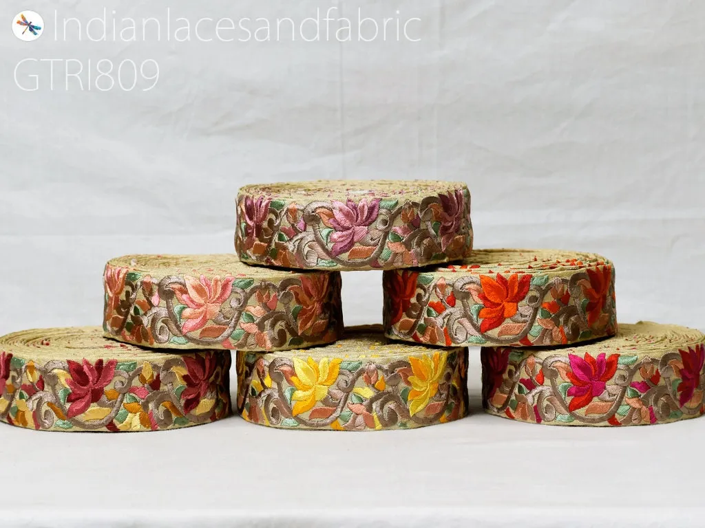 9 Yard Embroidery Fabric 45 MM Trim Embellishment Shoe Making Embroidered Trims Dog Collar Ribbon Sewing Crafting  Indian Wedding Dress Lace