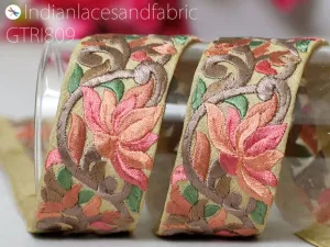 9 Yard Embroidery Fabric 45 MM Trim Embellishment Shoe Making Embroidered Trims Dog Collar Ribbon Sewing Crafting  Indian Wedding Dress Lace
