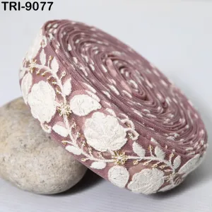 9 Yard Embroidery Fabric 4cm Trim Cushion Covers Embellishment Embroidered Saree Ribbon Sewing Crafting Border Indian Wedding Gown Lace