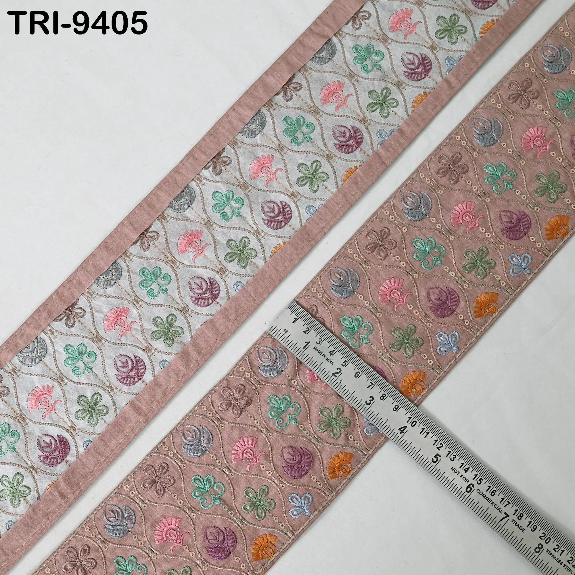 9 Yard Embroidery Ribbon Trim 10cm Saree Border DIY Crafting Sewing Throw Pillow Home Decor Embellishments Historic Costumes Junk Journals