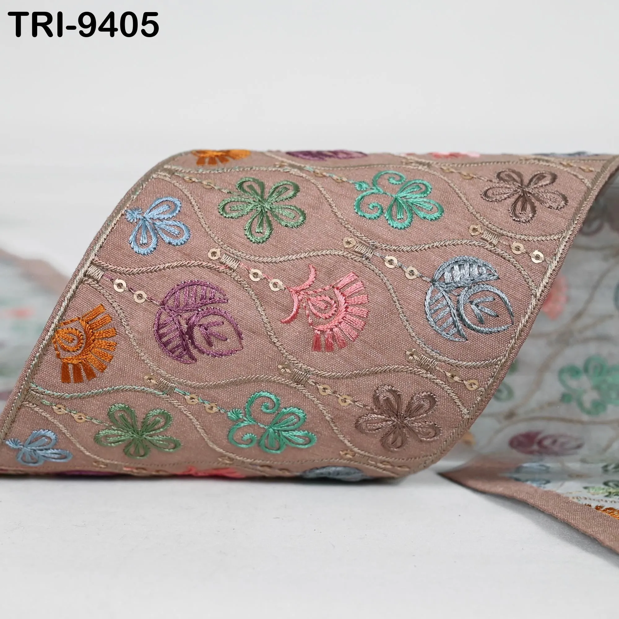 9 Yard Embroidery Ribbon Trim 10cm Saree Border DIY Crafting Sewing Throw Pillow Home Decor Embellishments Historic Costumes Junk Journals