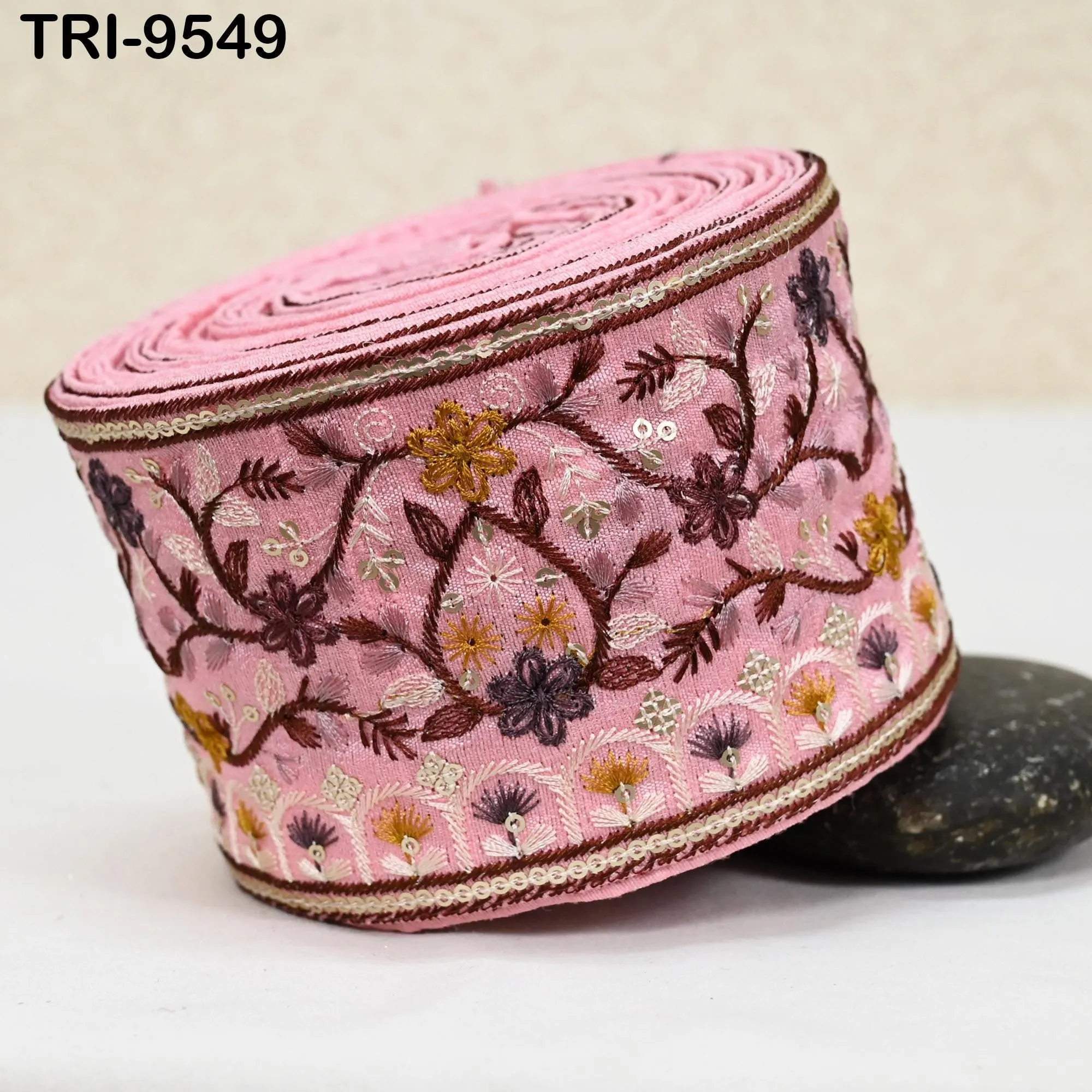 9 Yard Embroidery Ribbon Trim 9 cm Saree Border DIY Crafting Sewing Throw Pillow Home Decor Embellishments Historic Costumes Junk Journals
