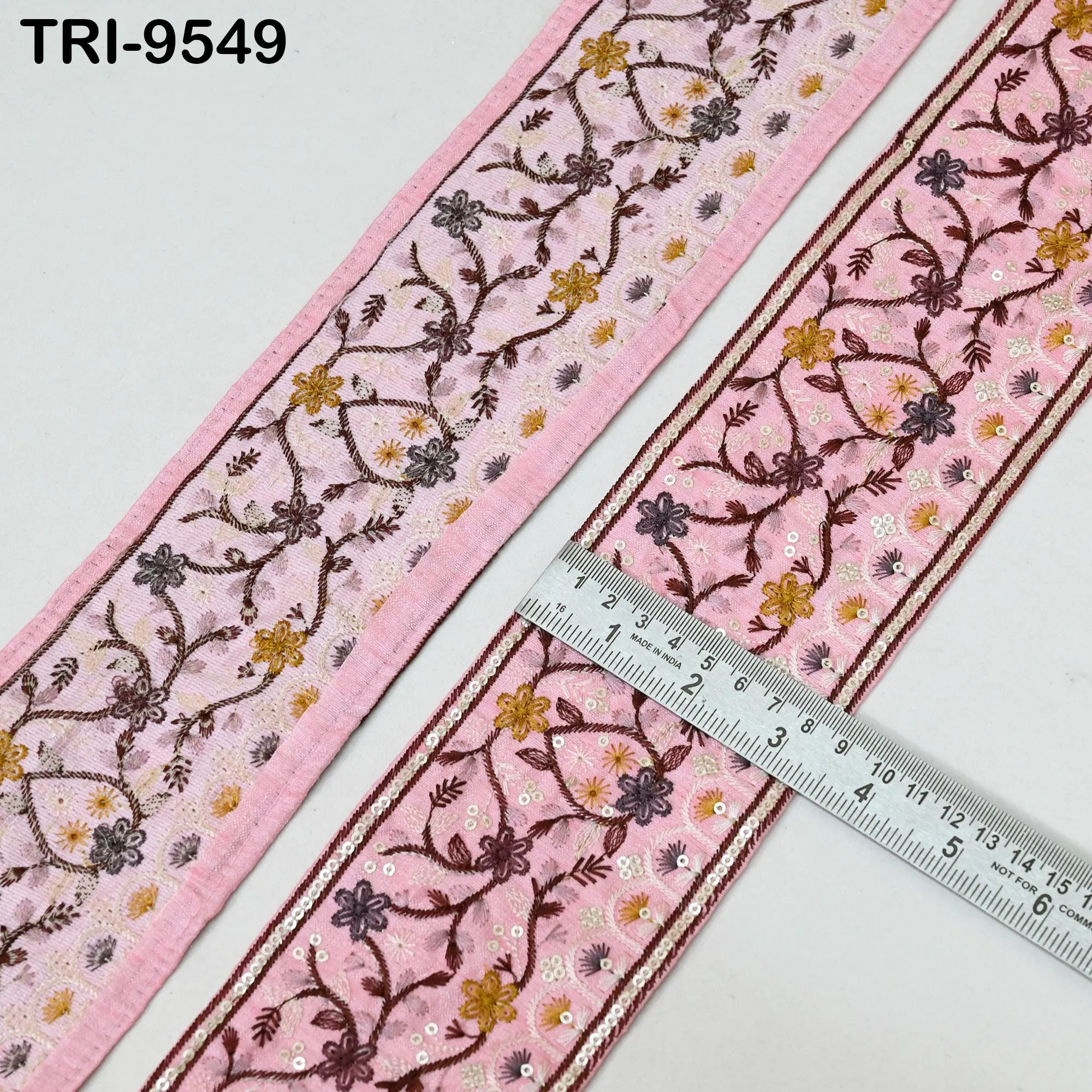 9 Yard Embroidery Ribbon Trim 9 cm Saree Border DIY Crafting Sewing Throw Pillow Home Decor Embellishments Historic Costumes Junk Journals