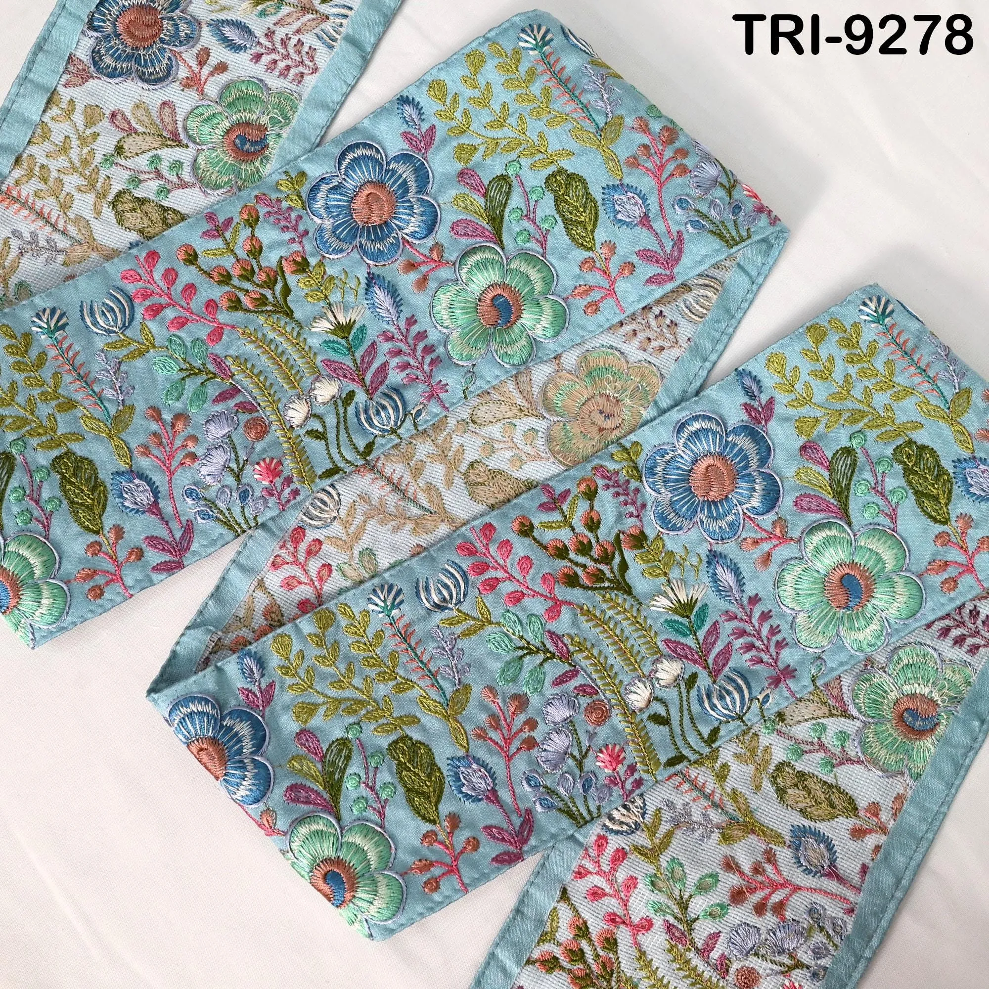 9 Yard Floral Embroidered Fabric Trim 10cm Saree Border DIY Crafting Sari Ribbon Sewing Bags Home Décor Embellishment Bridal Dress Trimmings