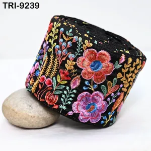 9 Yard Floral Embroidery Ribbon Fabric Trim 10cm Saree Border DIY Crafting Sari Sewing Bags Home Décor Embellishment Junk Journals Trimmings