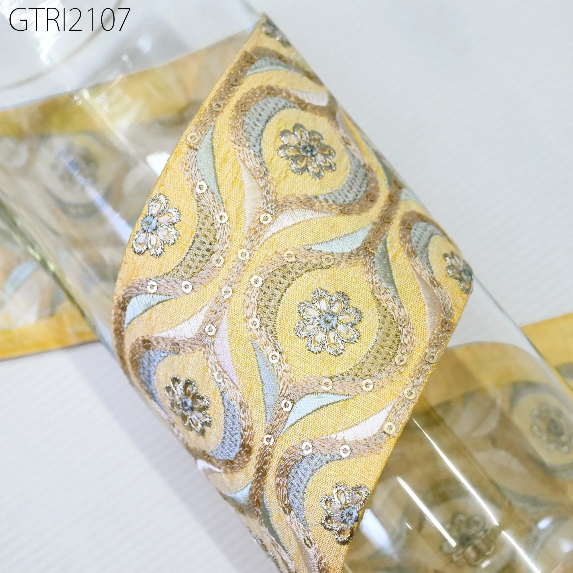 9 Yard Grey 85mm Indian Embroidered Fabric Trim Sari Border DIY Crafting Saree Sewing Trimmings Embellishments Beach Bag Cushions Ribbons