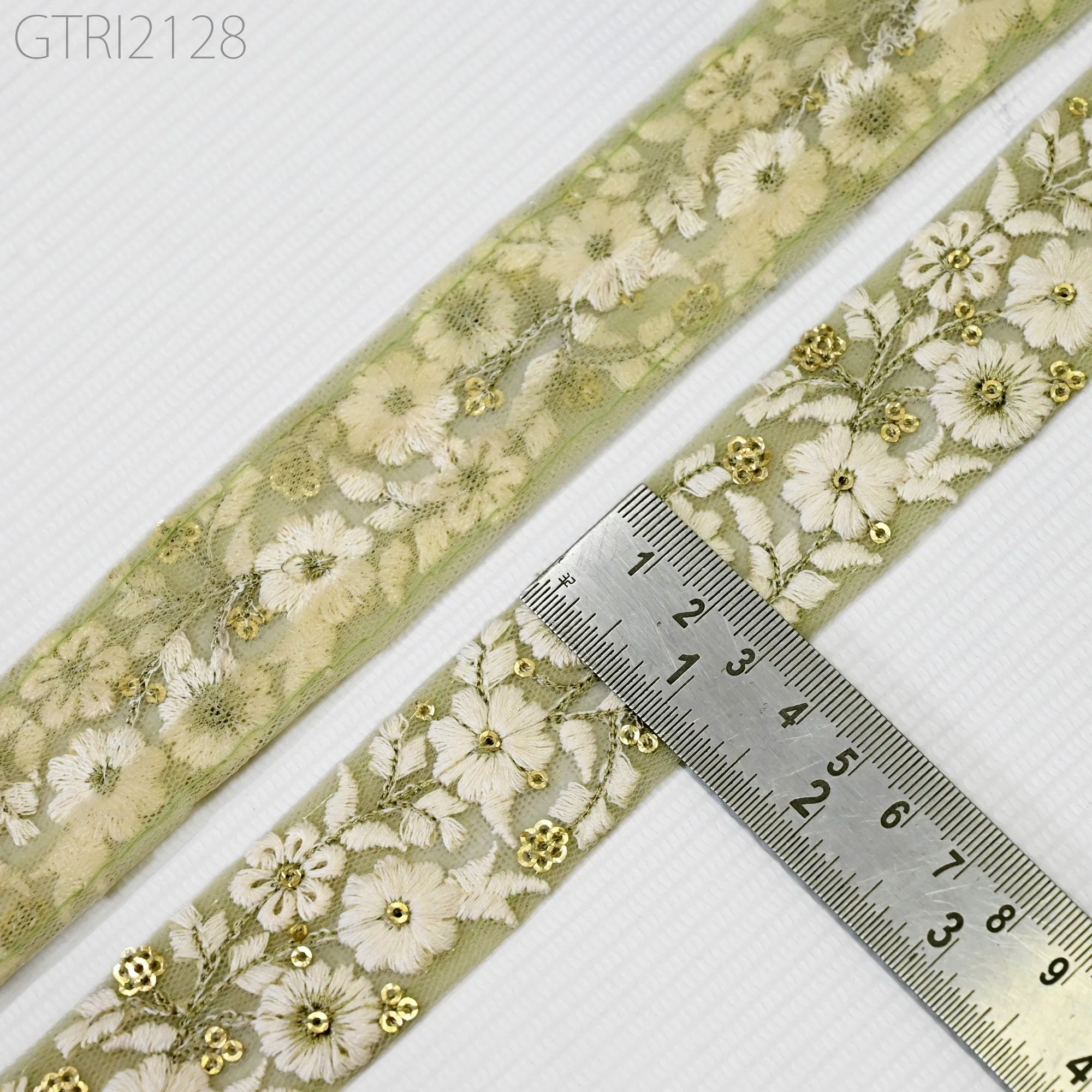 9 Yard Indian 3cm Embroidery Trim Embroidered Saree Ribbon Sari Embellishments Cushions Sewing Crafting Trimmings Curtains Headbands Border