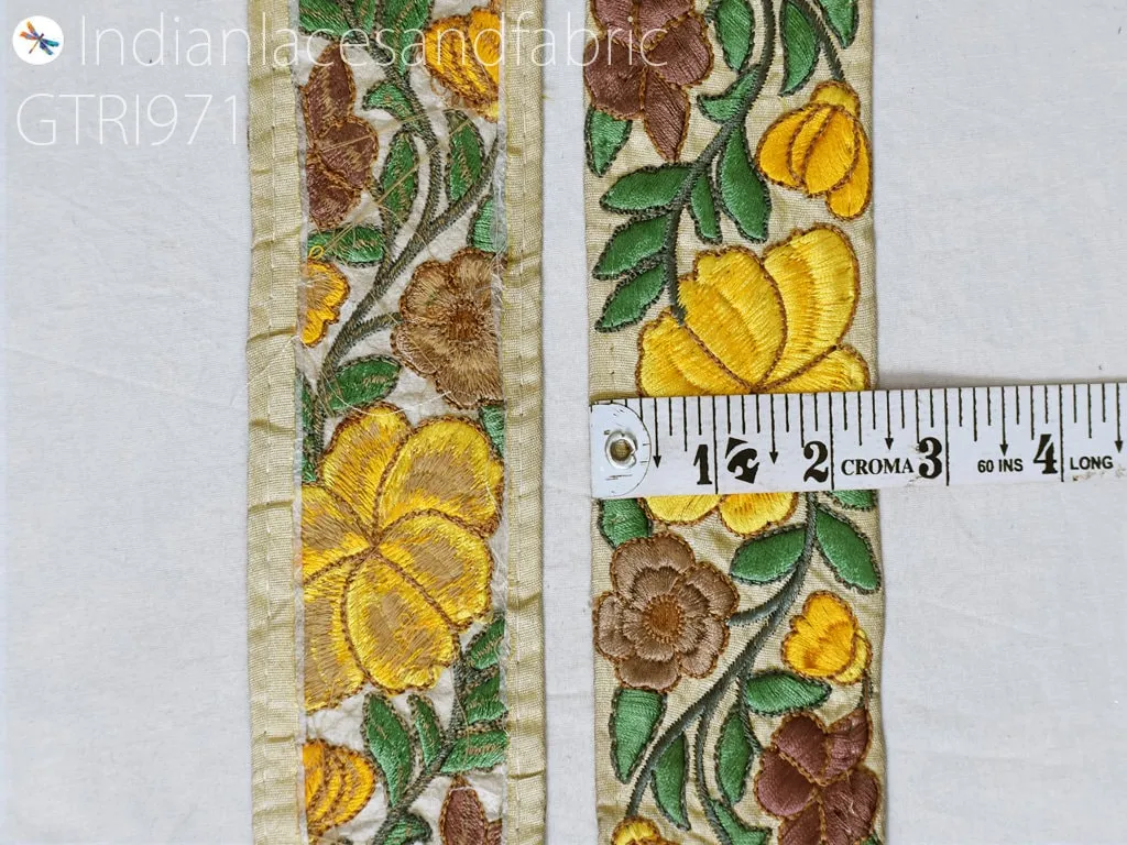 9 Yard Indian 6CM Embroidery Fabric Trim Embellishment Crafting Sewing Saree Decorative Sari Border Embroidered Ribbon headbands Beach Bags