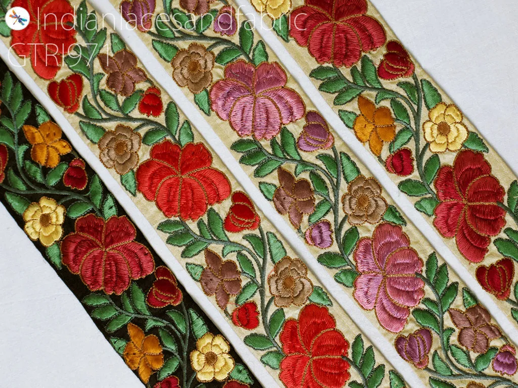 9 Yard Indian 6CM Embroidery Fabric Trim Embellishment Crafting Sewing Saree Decorative Sari Border Embroidered Ribbon headbands Beach Bags