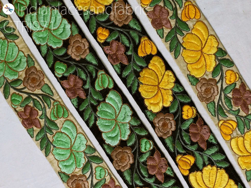 9 Yard Indian 6CM Embroidery Fabric Trim Embellishment Crafting Sewing Saree Decorative Sari Border Embroidered Ribbon headbands Beach Bags