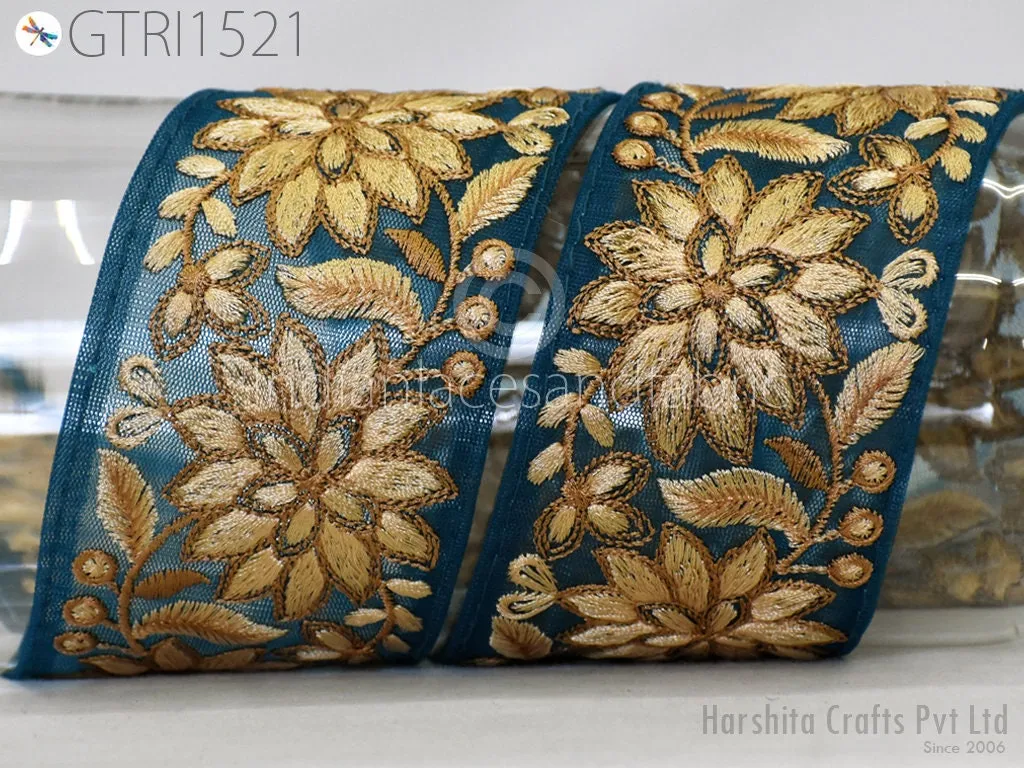 9 Yard Indian 6cm Trim Embroidered Saree Ribbon Cushions Sewing Crafting Embellishments Sari Embroidery Trimmings Border Curtain Home Décor