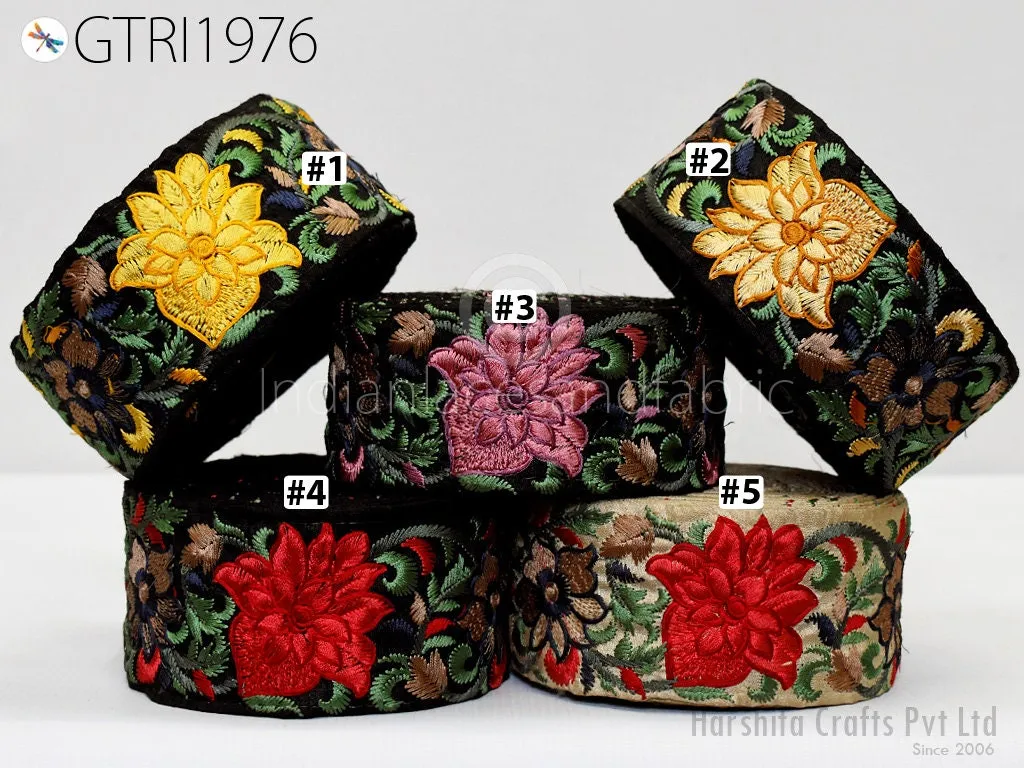 9 Yard Indian 75mm Decorative Embroidery Fabric Trim Decor Bags Embellishments DIY Craft Sewing Saree Indian Sari Border Embroidered Ribbon