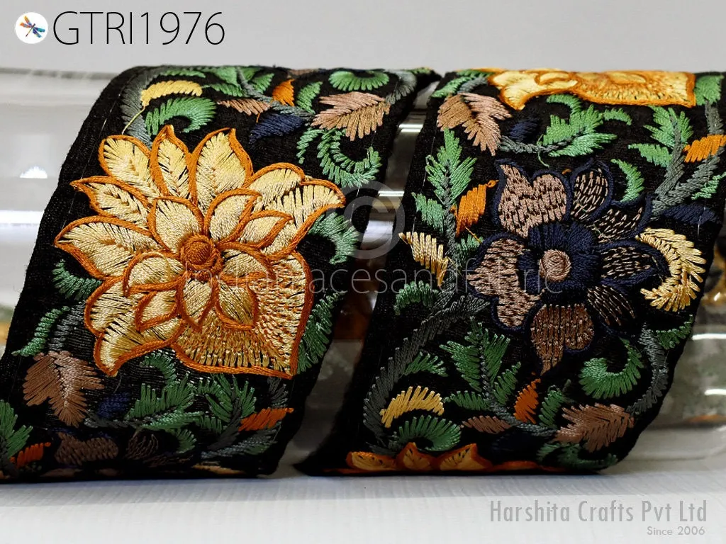 9 Yard Indian 75mm Decorative Embroidery Fabric Trim Decor Bags Embellishments DIY Craft Sewing Saree Indian Sari Border Embroidered Ribbon